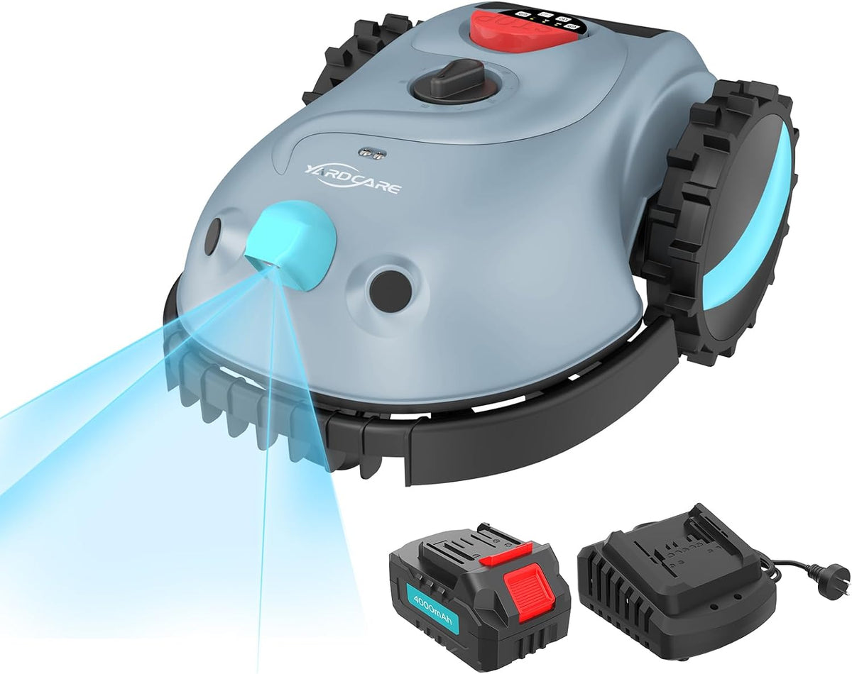 YARDCARE Mähroboter, 4,0 Ah, Grau/Schwarz/Rot, V100 ohne Begrenzungskabel, mit Vision-Navigation, Hindernisvermeidung(150 Arten)