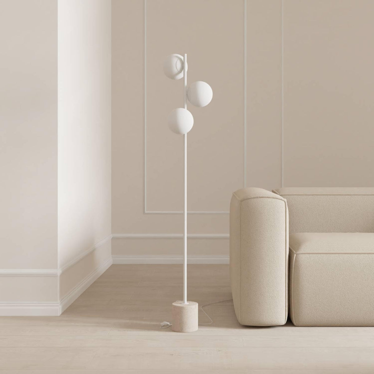 LUMIÈRE Design Standleuchten & Deckenfluter, Weiß, Rovea Stehleuchte Travertinstein Stehleuchte aus Opalglas