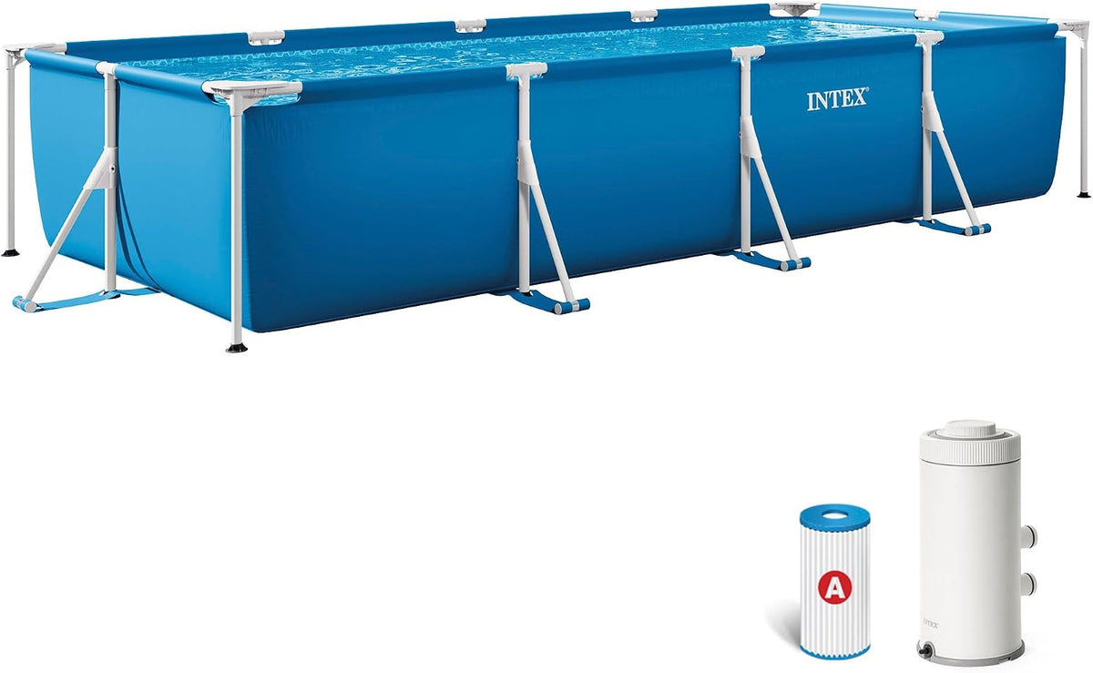 Intex Stahlrahmenpool, 0.84M, 4.5M, 2.2M, blau/weiß, X X Rectangular Frame Pool Set