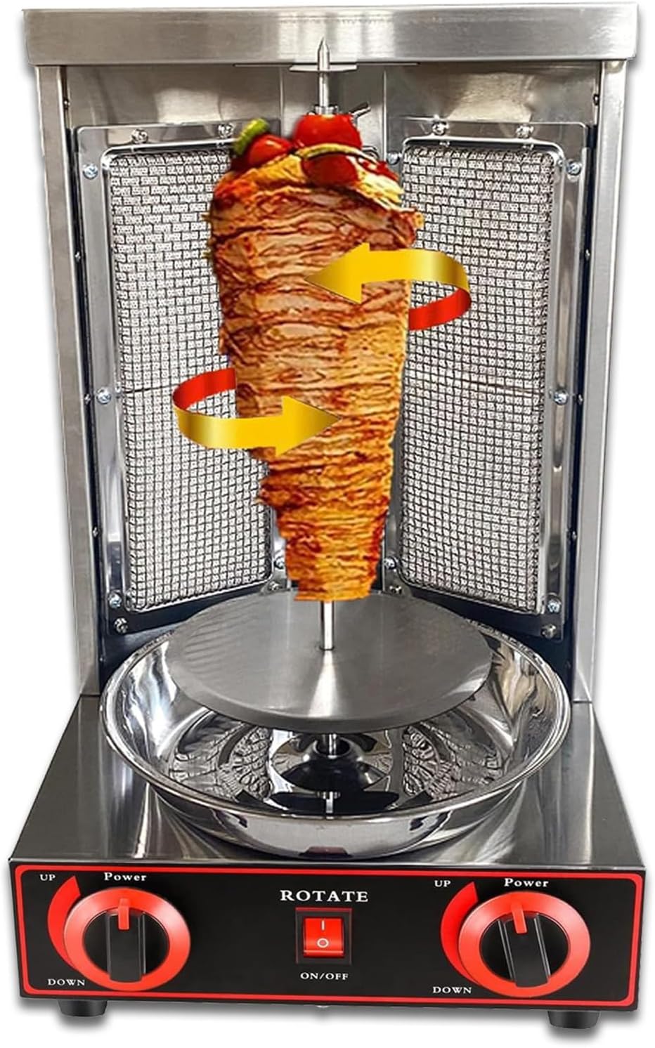 Gas Elektrische Tischgrills, Silber, Döner-Kebab-Maschine, Drehspieß-Grill-Kebab auf der Arbeitsplatte