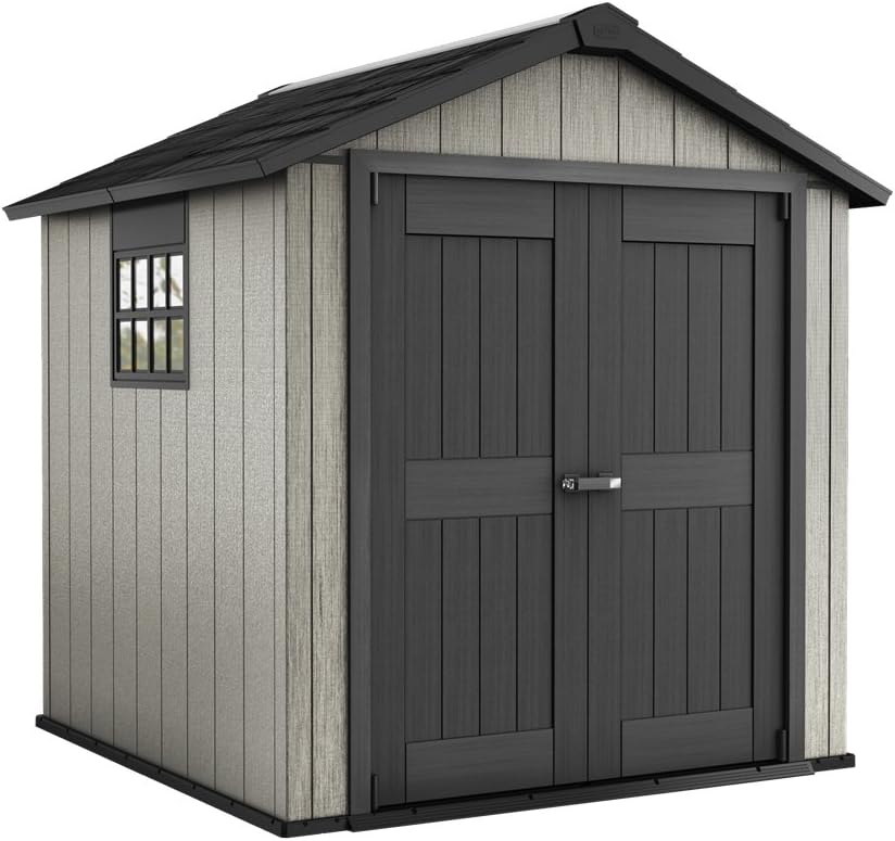 Gerätehaus Ondis24, 8400 Liter, Beige/Dunkelgrau, Keter 757 abschließbar Schuppen für Garten Winterfest (, Beige)