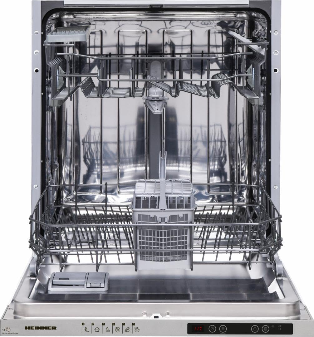 HEINNER Geschirrspüler, 60 cm, Silber, HDW‑BI6613IE++Einbau‑, 13Maßgedecke, 6 Programme, Aquastop Schutz, EnergieklasseE
