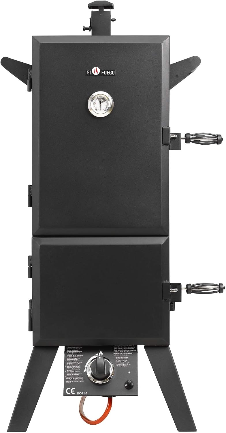 El Fuego Gasgrill, 4,4 kW, Schwarz, Portland XL von ® Smoker Grill Grillwagen BBQ, leistungsstark, mit Thermometer