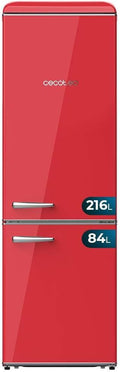 Cecotec Kühl-Gefrierkombination, 300 L, Rot, Retro- mit Bolero CoolMarket Combi Origin 300 Red E, Klasse E, Innenbeleuchtung LED